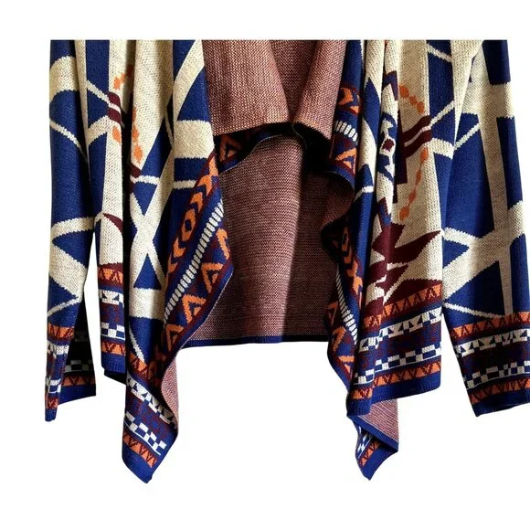 Flying Tomato Southwest Aztec Print Women's Medium Open Front Cardigan Cozy - Picture 3 of 6